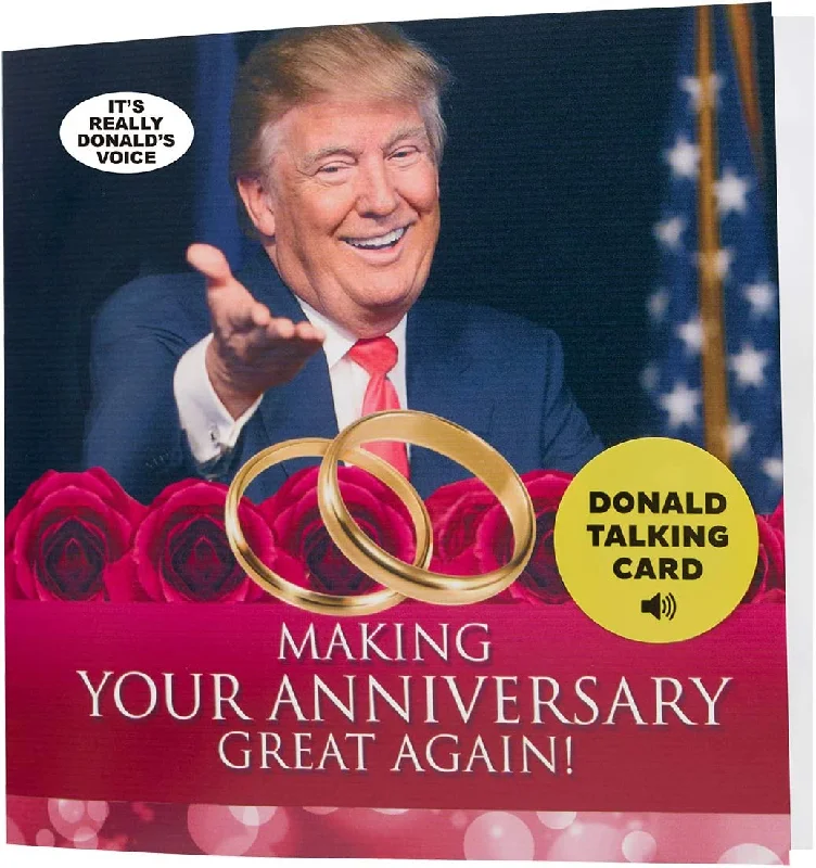- Cat anti-jump window safety net Funny Talking Donald Trump Anniversary Card- Making Anniversary Great Again