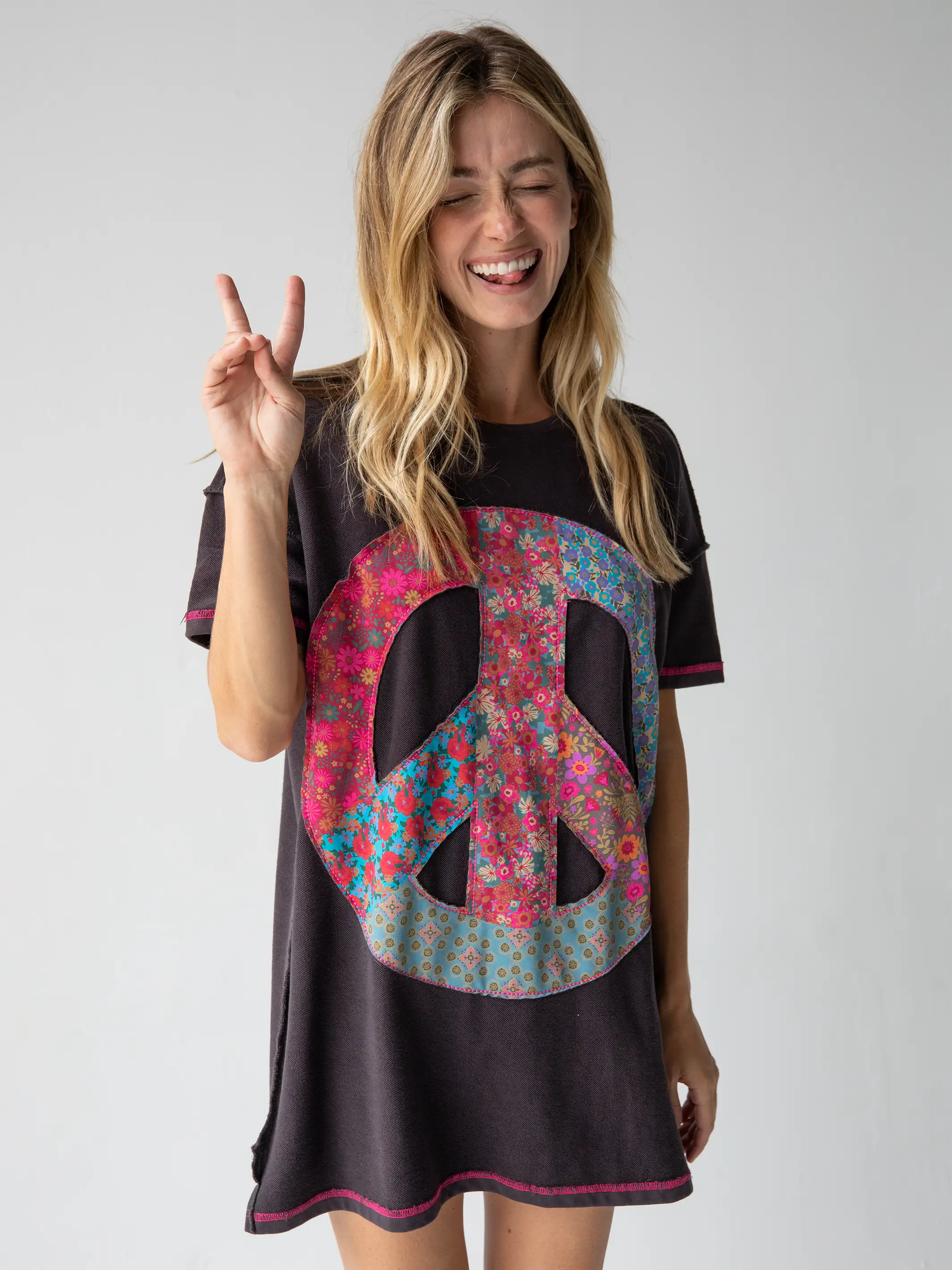  -Anti-scratch sofa protective cover Applique Mini Sweatshirt Dress - Charcoal