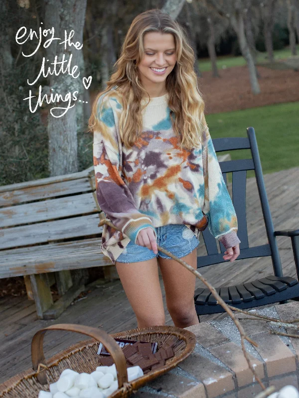 - Cat anti-jump window safety net Taylor Oversized Cotton Sweater - Sunset Tie-Dye