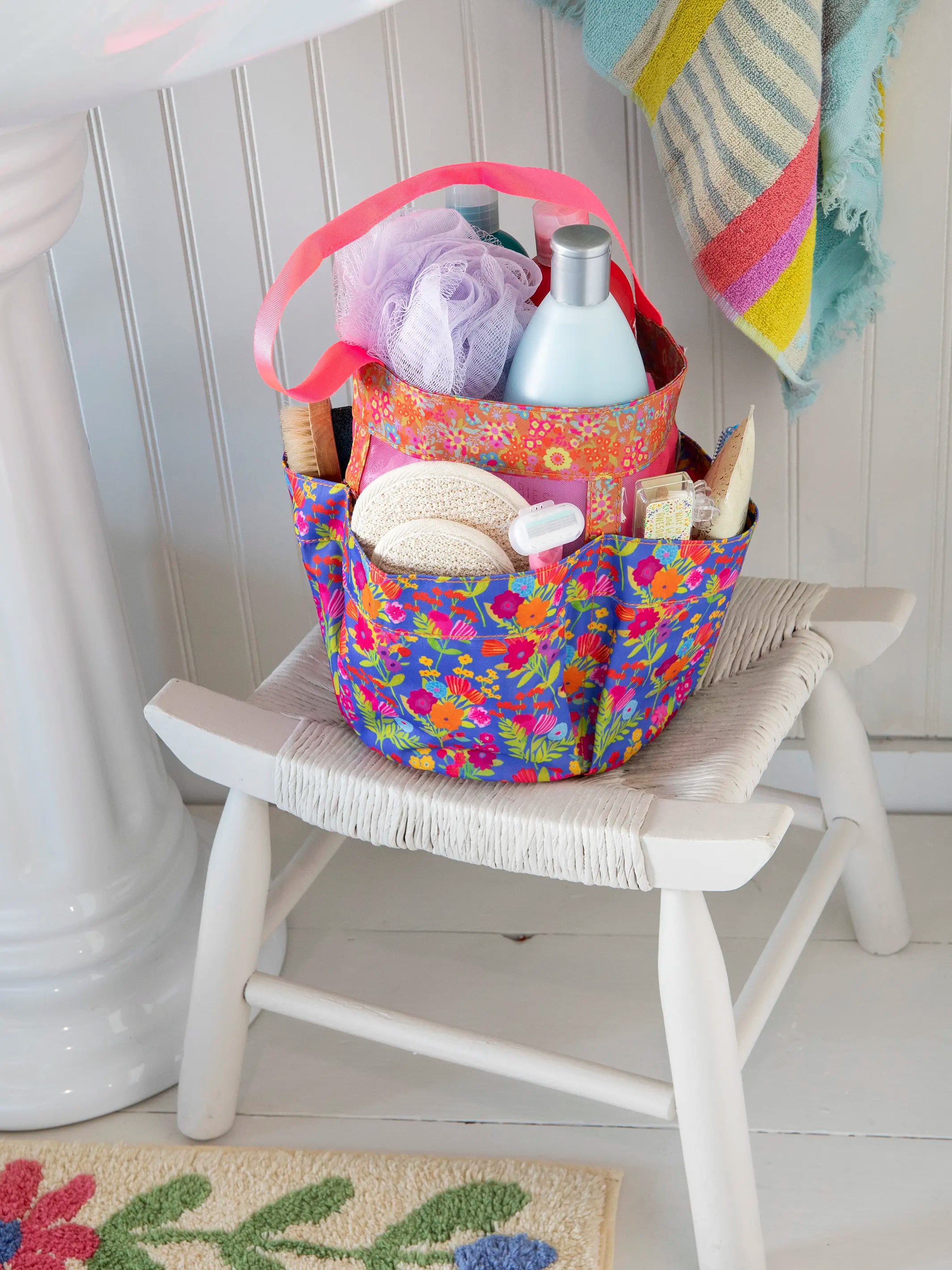 - Pet tear stain cleaning wipes Shower Caddy - Blue Pink Clusters