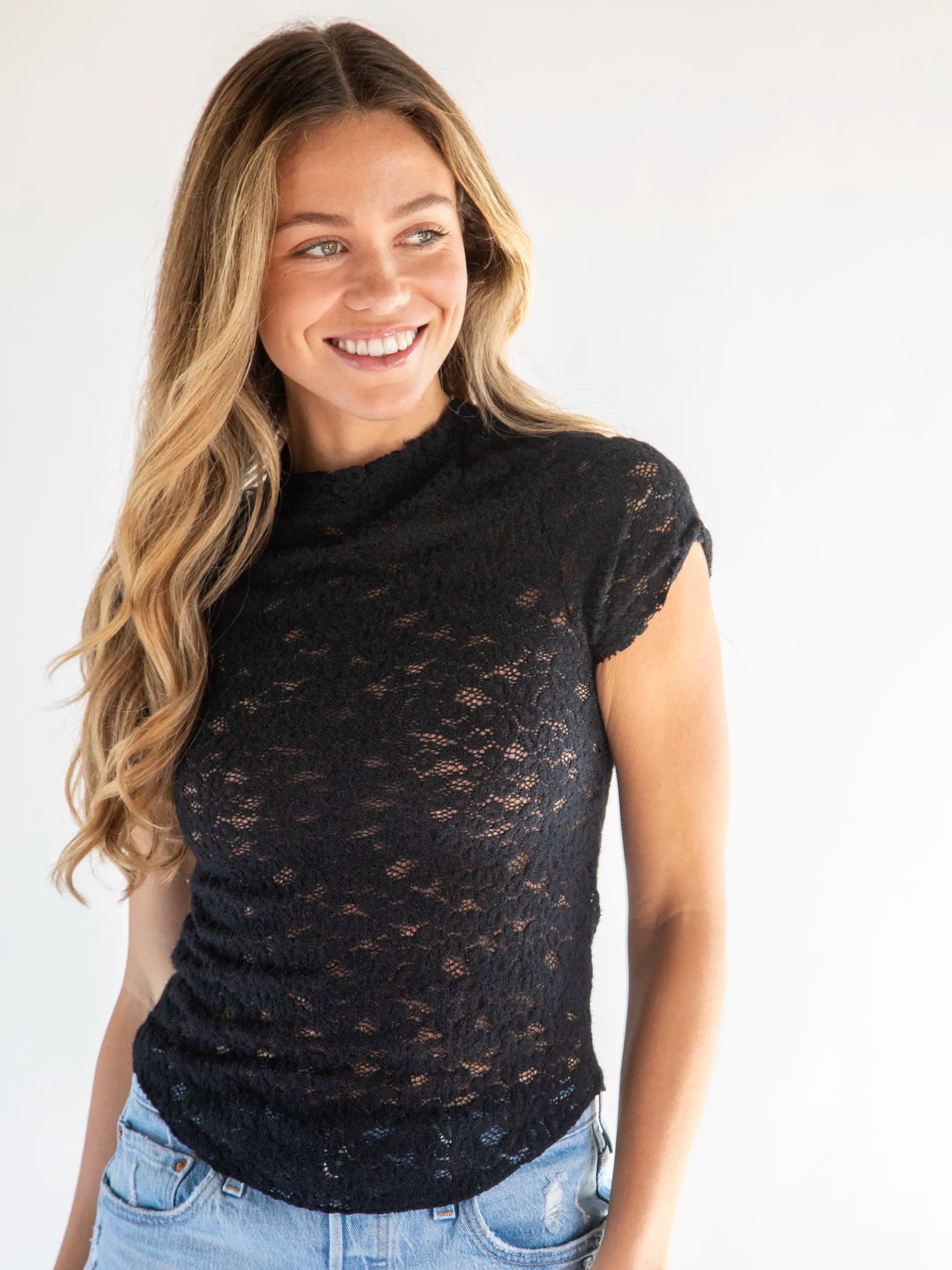  Simone Lace Tee - Black