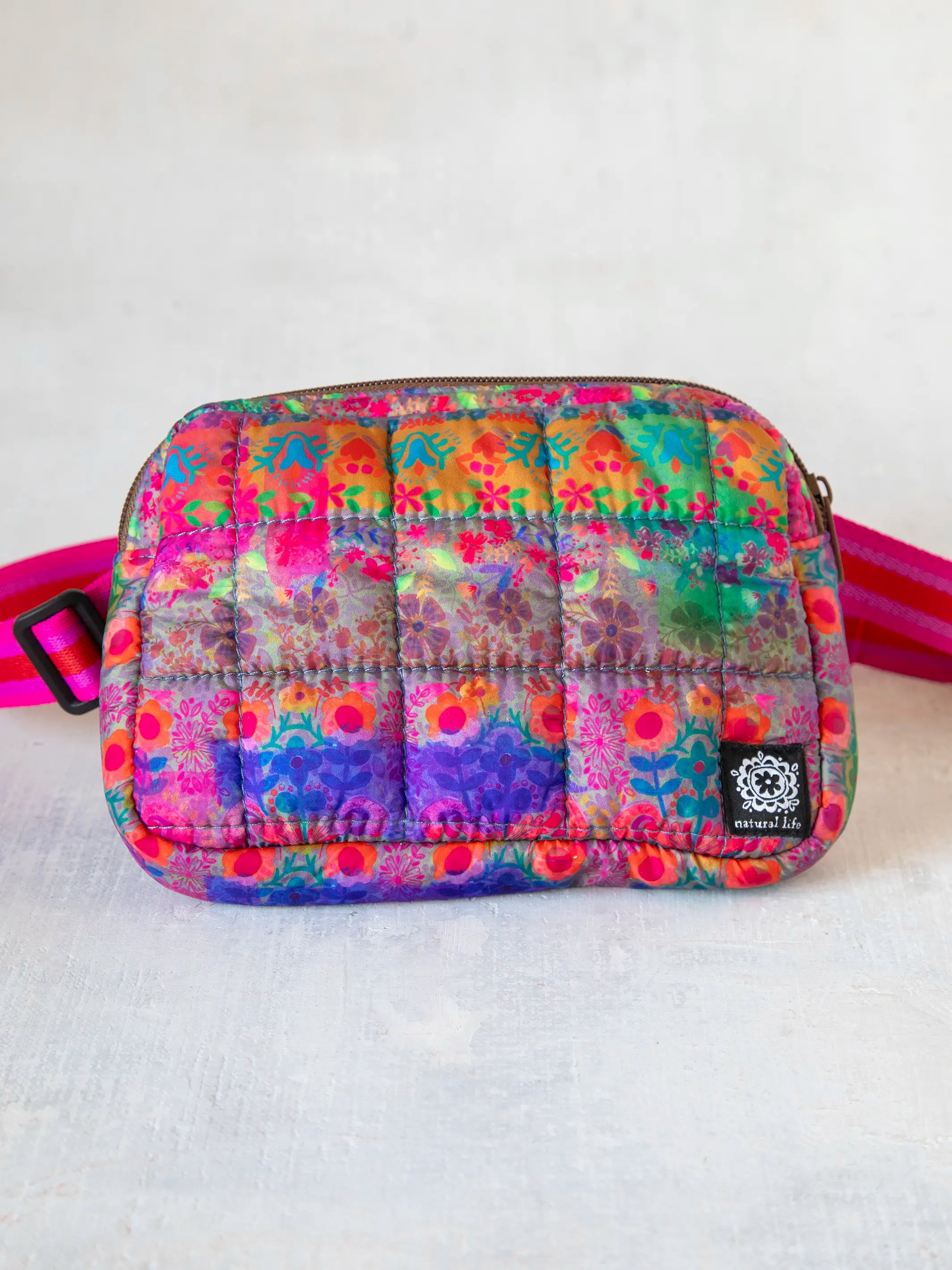 - Cat nail clippers with LED lights Everyday Puffy Fanny Pack - Purple Pink Floral Border