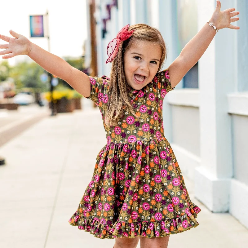 - Pet smart GPS locator Olive Floral Twirl Dress