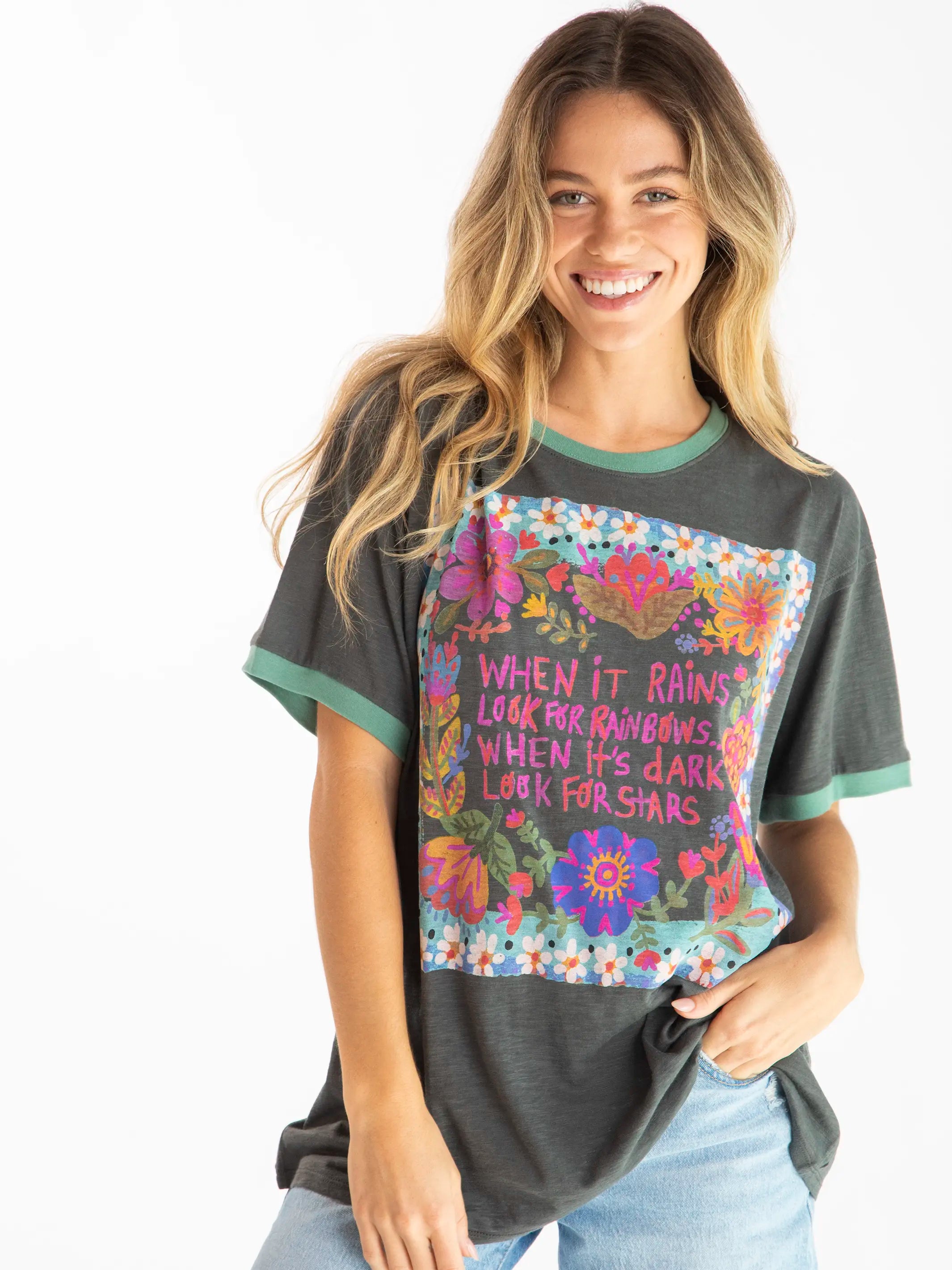  Ringer Oversized Tee Shirt - When It Rains