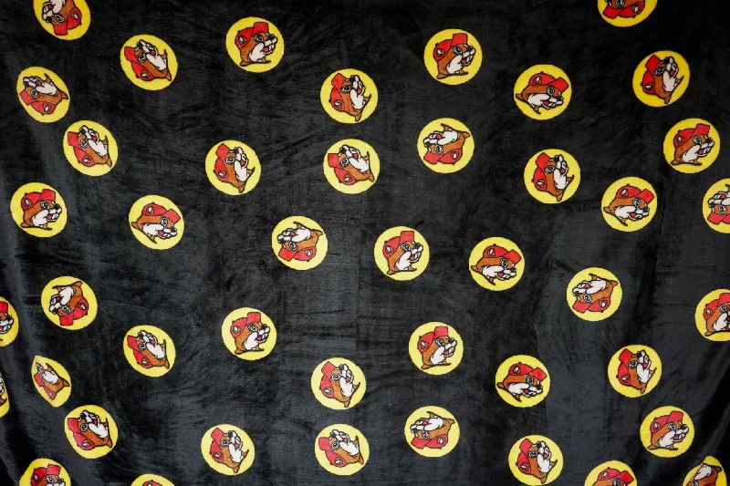 - Pet stroller can be taken on the plane Buc-ee's Fuzzy Black Logo Blanket