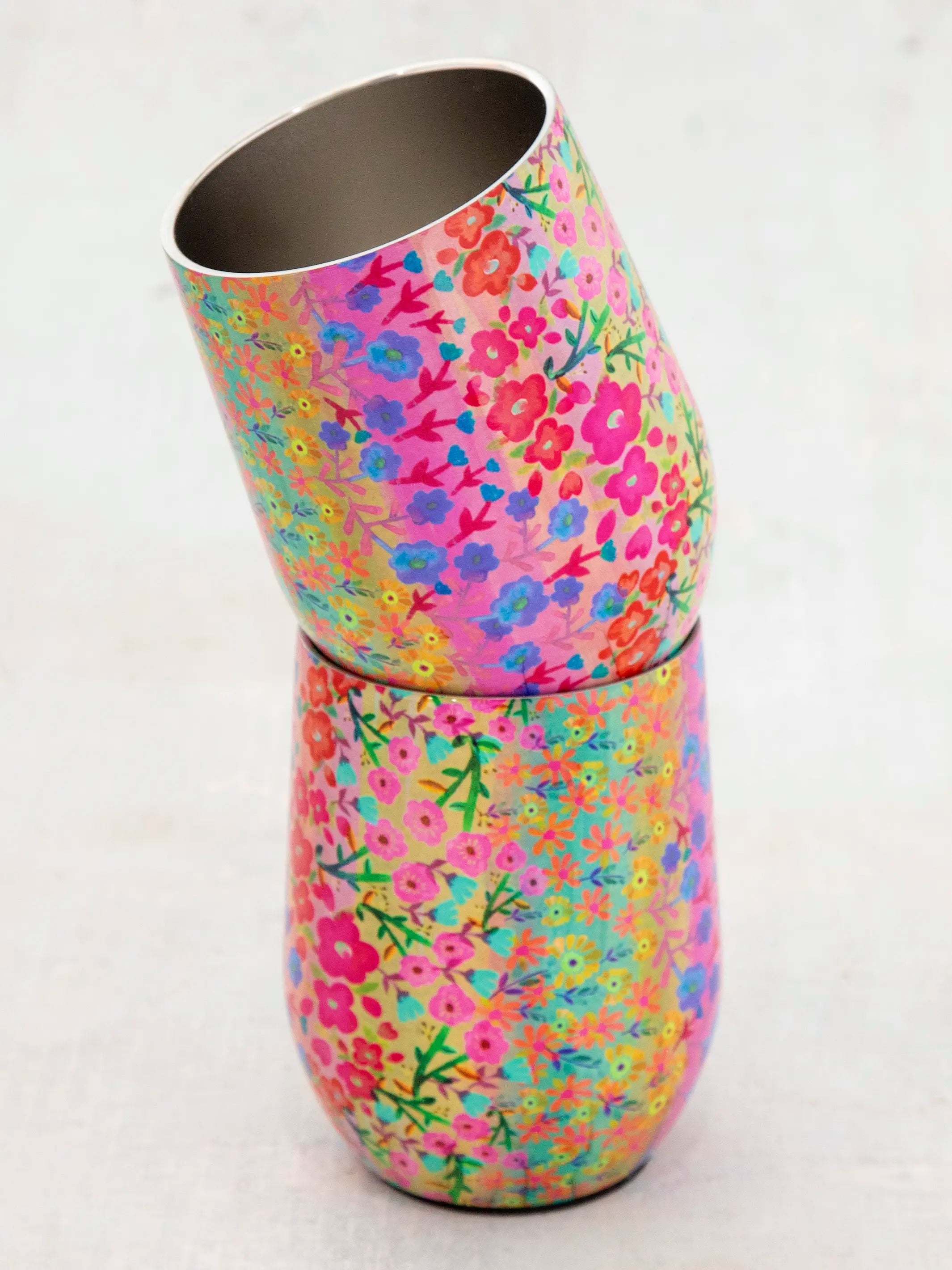 - Remote interactive pet feeder Stainless Steel Wine Tumblers, Set of 2 - Rainbow Floral