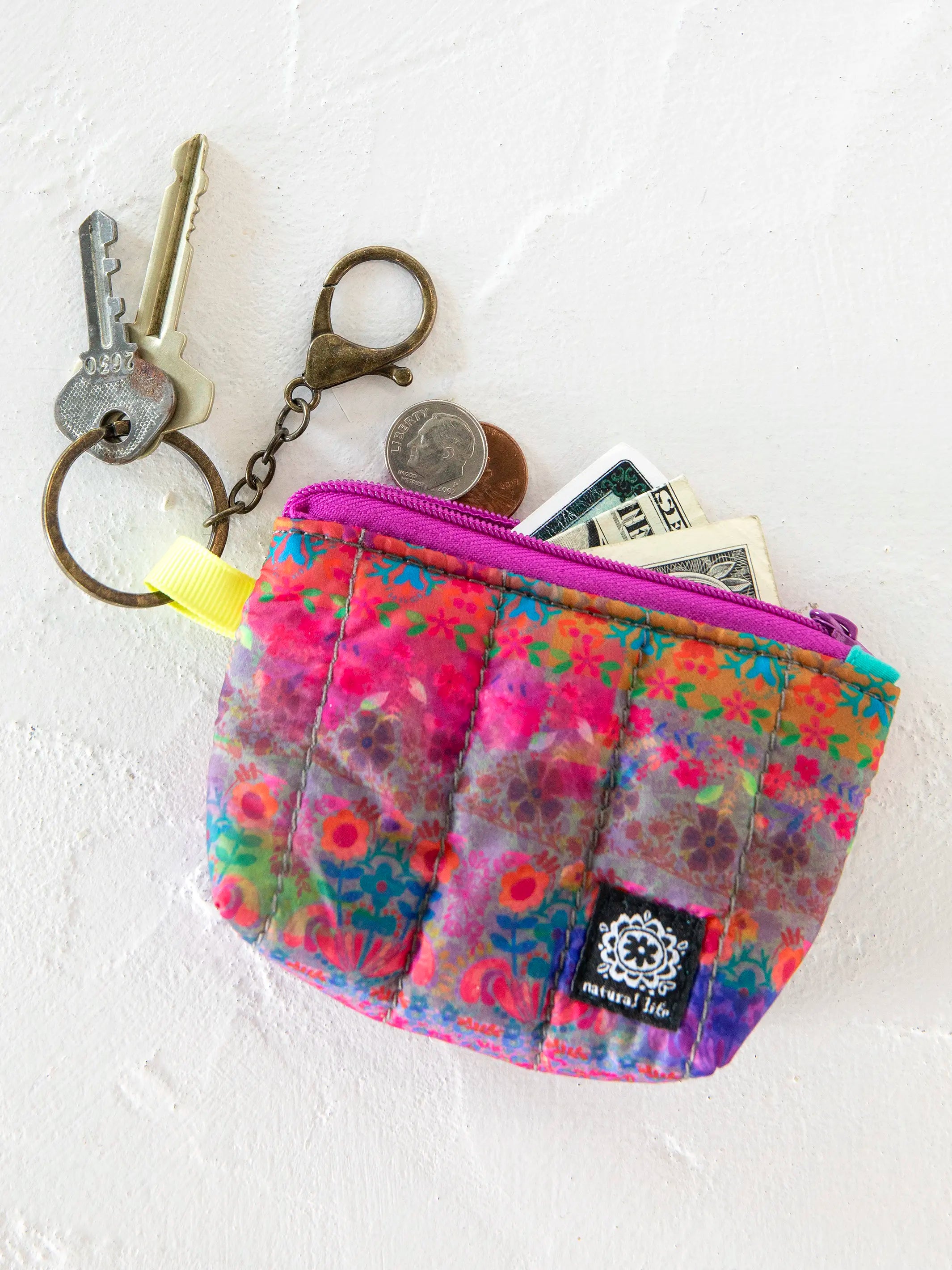 - Pet monitor with camera Mini Puffy Coin Purse Key Clip - Rainbow Border