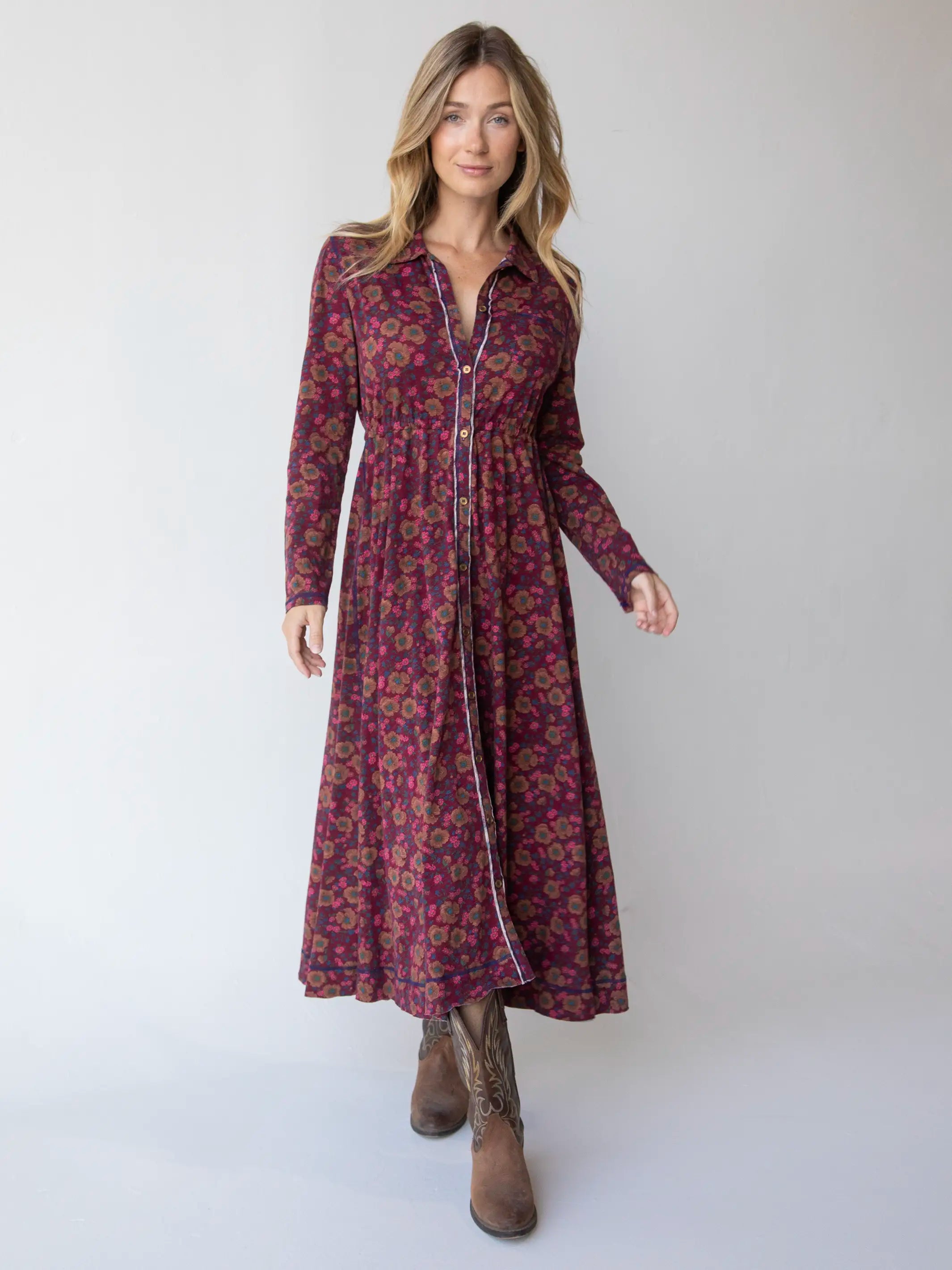 - Pet vitamin complex nutrition tablets Christa Knit Cotton Maxi Dress - Cranberry Brown Floral
