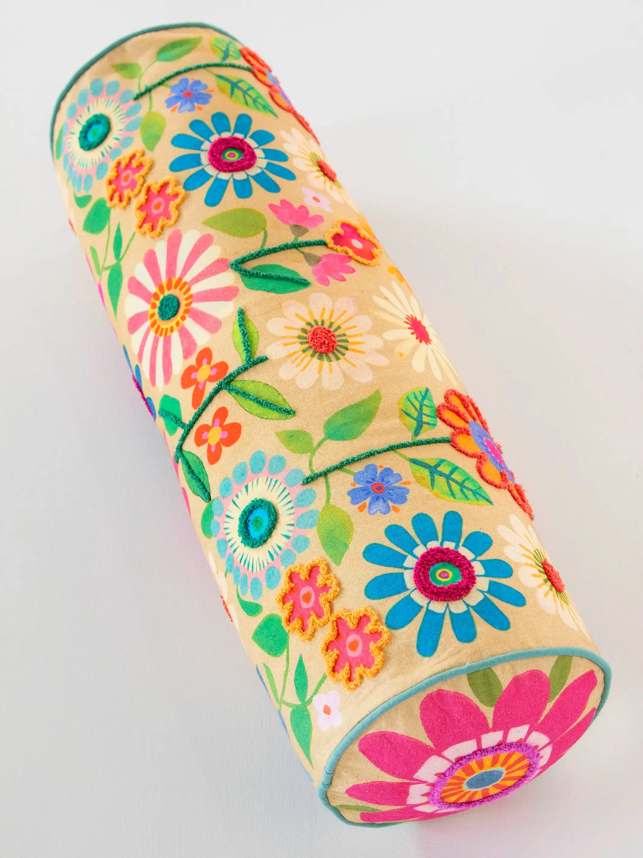 - Deodorizing cat litter tofu litter Tufted Bolster Pillow - Folk Flower
