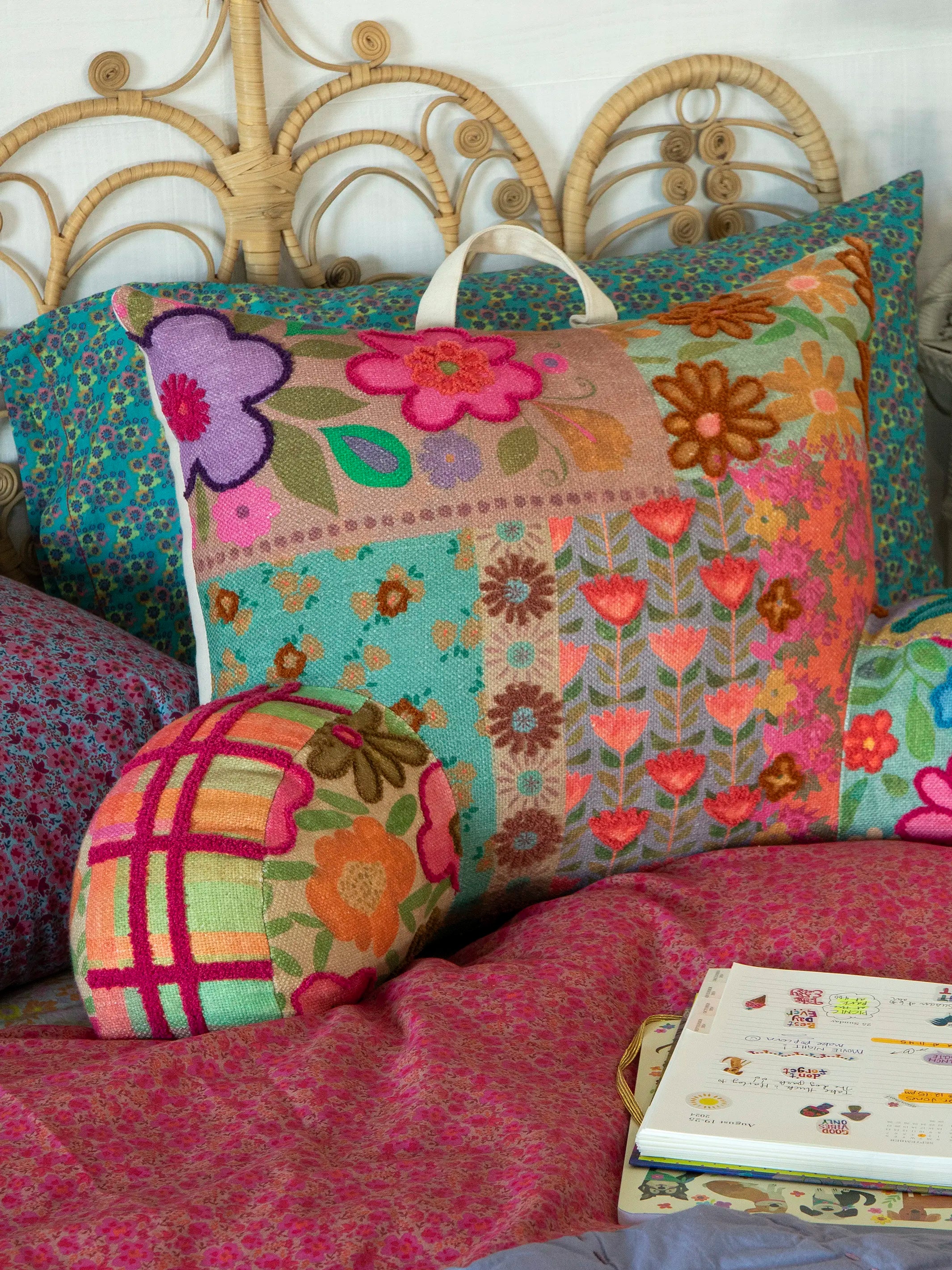 - Pet vitamin complex nutrition tablets Tufted Backrest Pillow - Floral Patchwork