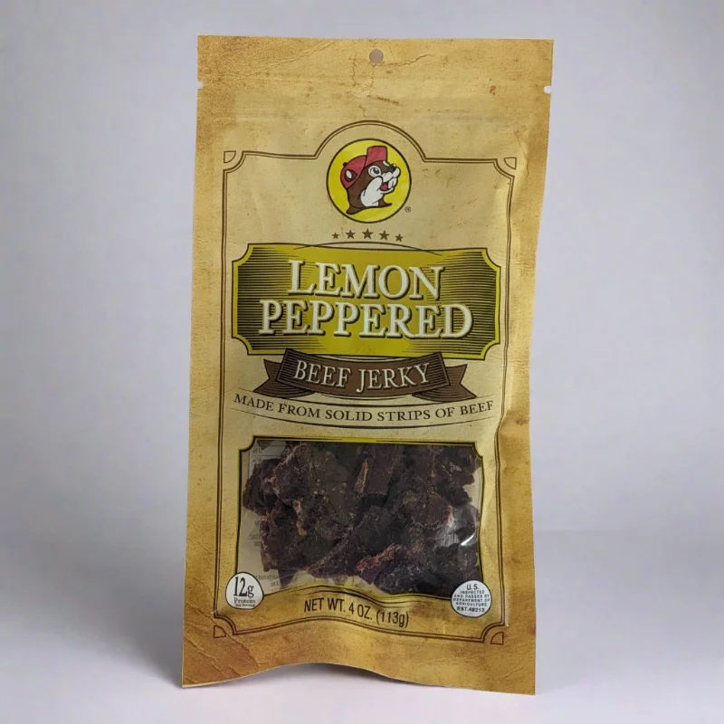 - Pet stroller can be taken on the plane Buc-ee's Lemon Peppered Beef Jerky