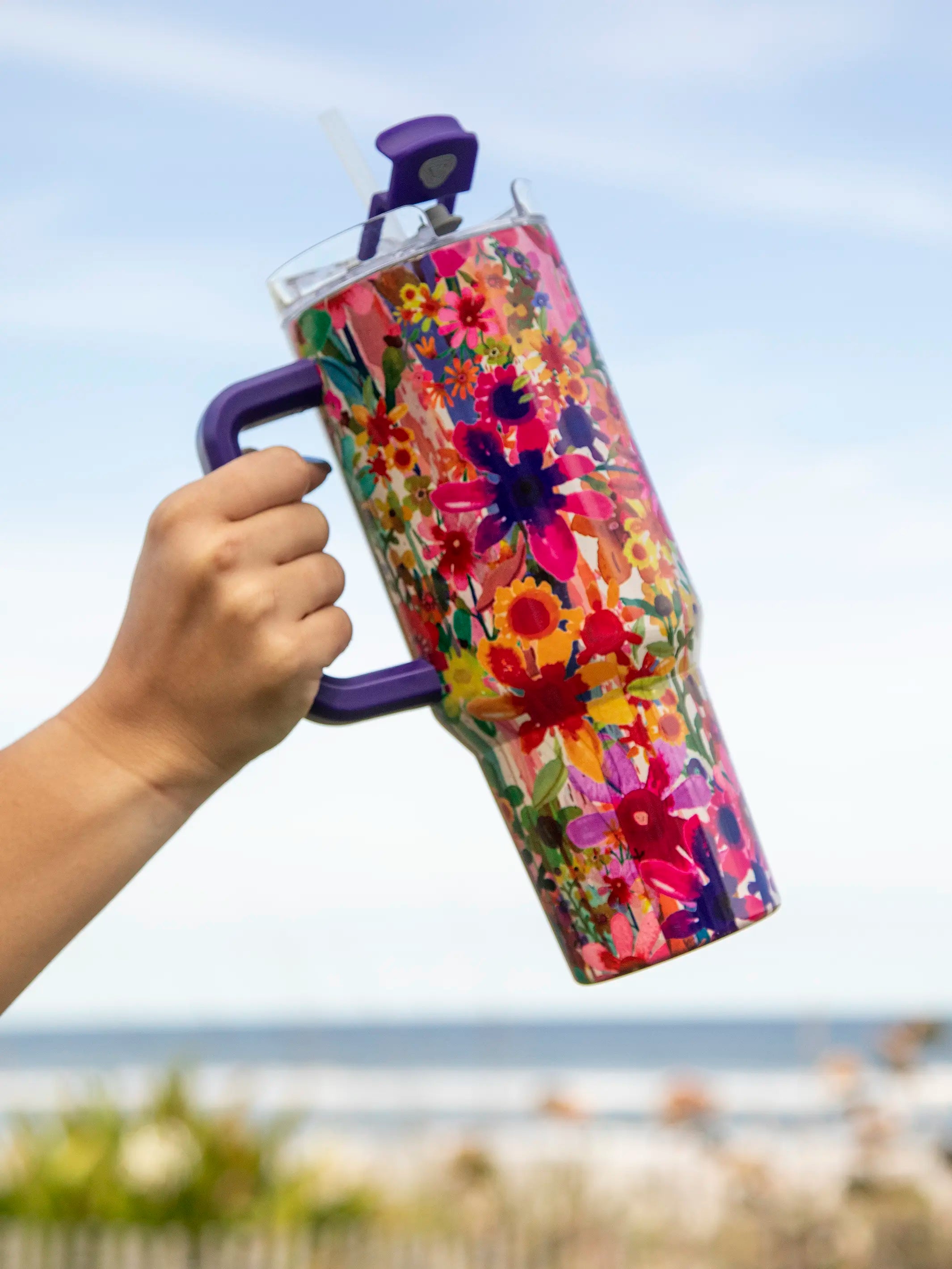 - Dog anti-slip mat Mega 40oz Tumbler - Bright Floral Garden