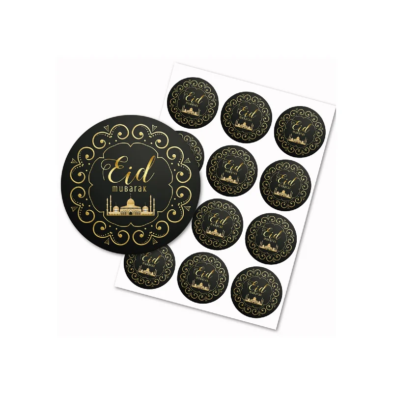 - Pet tear stain cleaning wipes Eid Celebration Black Stickers Seals, 6 Count