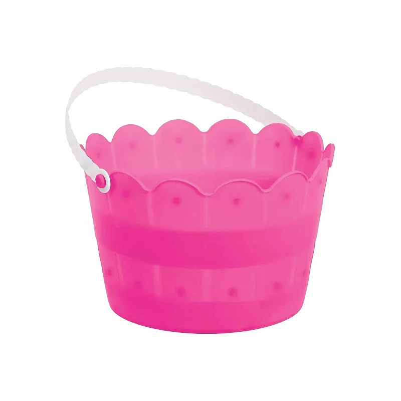  Pink Easter Plastic Scalloped Bucket, 6 x 8 Inches, 1 Count