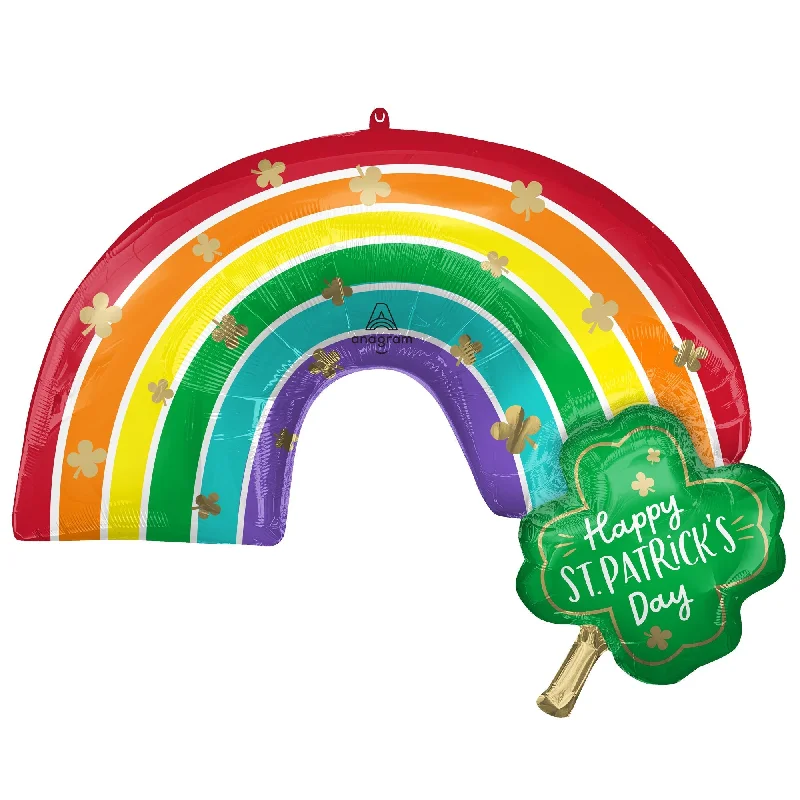  -Non-contact cat thermometer Saint-Patrick's Day Supershape Rainbow and Four-Leaf Clover Foil Balloon, 33 Inches, 1 Count