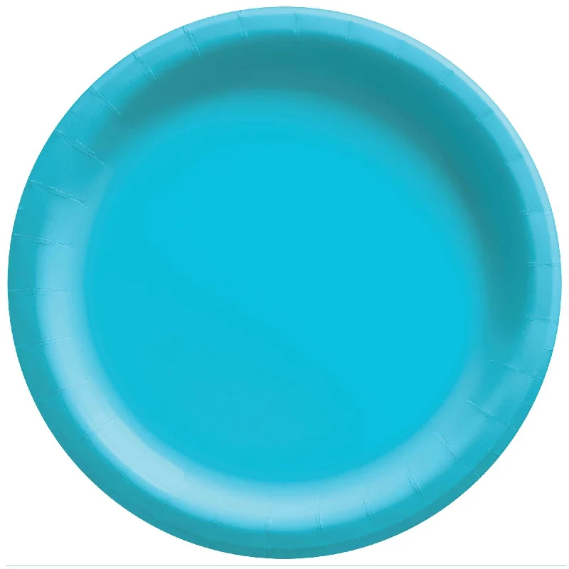  Caribbean Blue Round Paper Plates, 9 Inches, 20 Count
