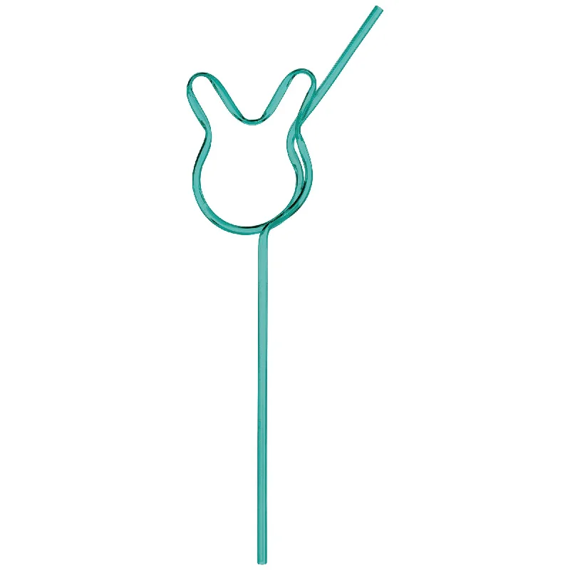  Easter Blue Bunny Shaped Plastic Straw, 1 Count
