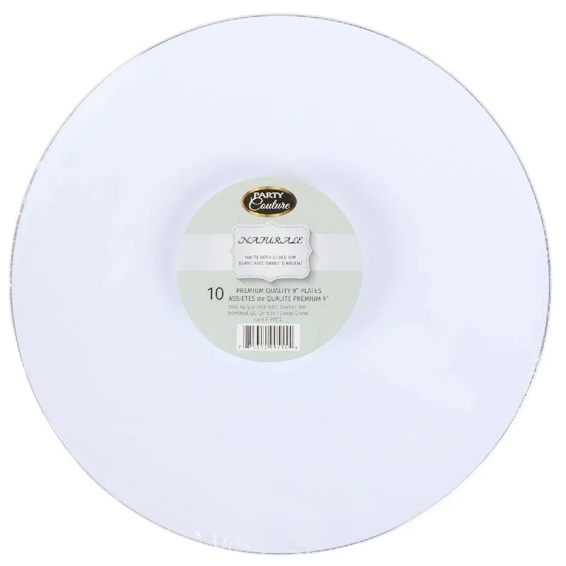 - Air box TSA certified check-in White Premium Quality Round Plates with Silver Rim, 9 Inches, 10 Count
