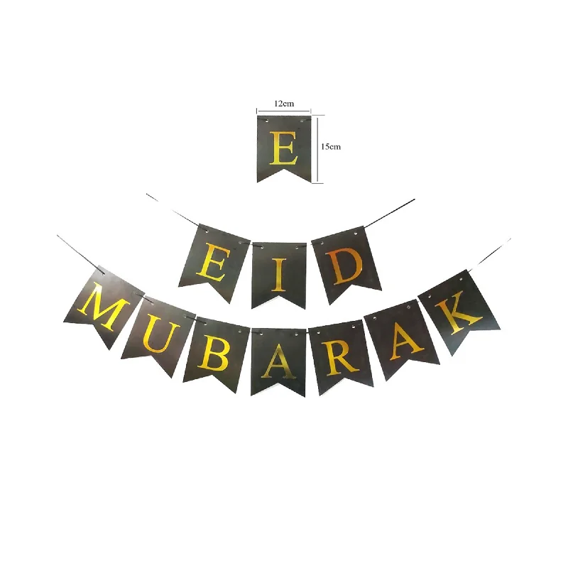 - Winter warm clothes for short-haired dogs Eid Celebration Black and Gold Pennant Banner, 47 Inches, 1 Count