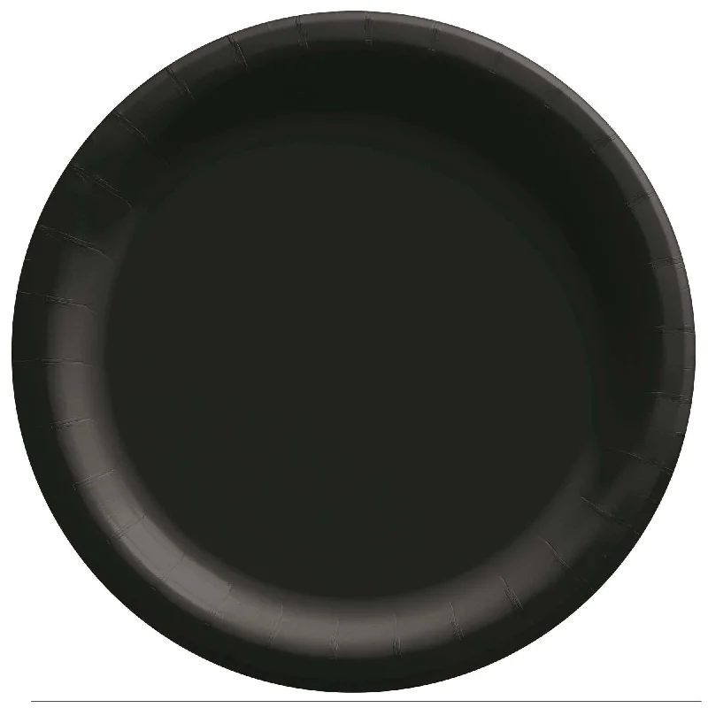 Jet Black Round Paper Plates, 9 Inches, 20 Count