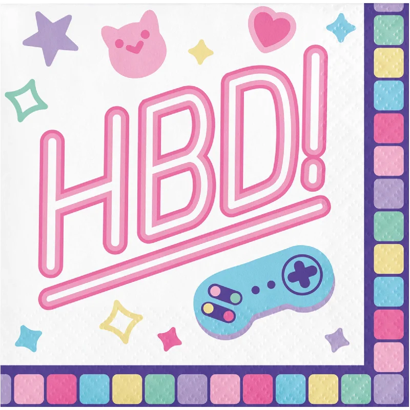  -Anti-scratch sofa protective cover Digital Game Birthday Small Beverage Napkins, 16 Count