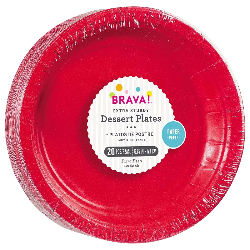  Apple Red Round Paper Plates, 7 Inches, 20 Count