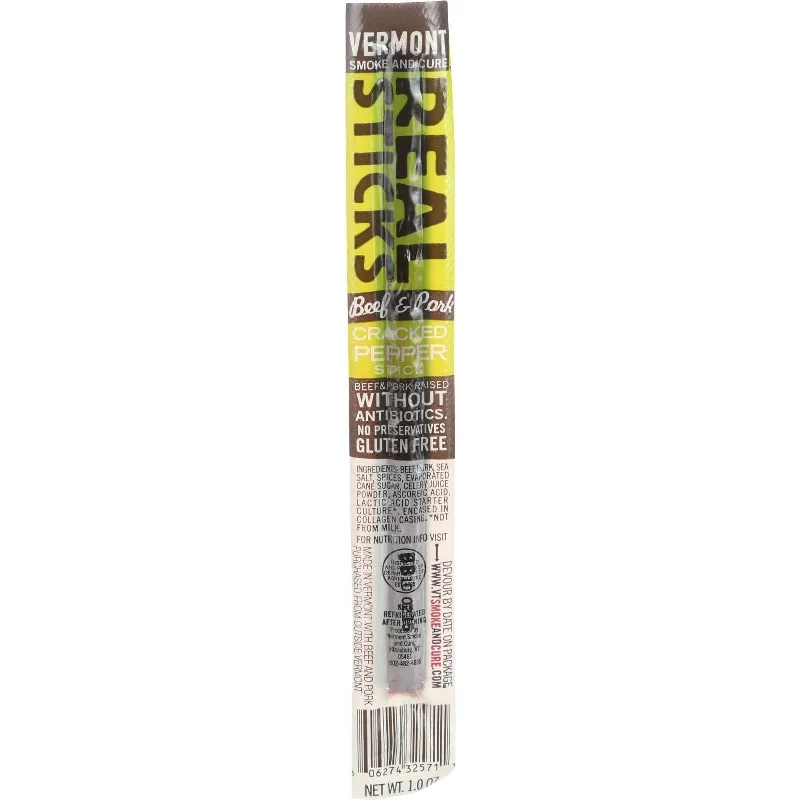  Vermont Smoke And Cure Realsticks - Cracked Pepper - 1 Oz - Case Of 24