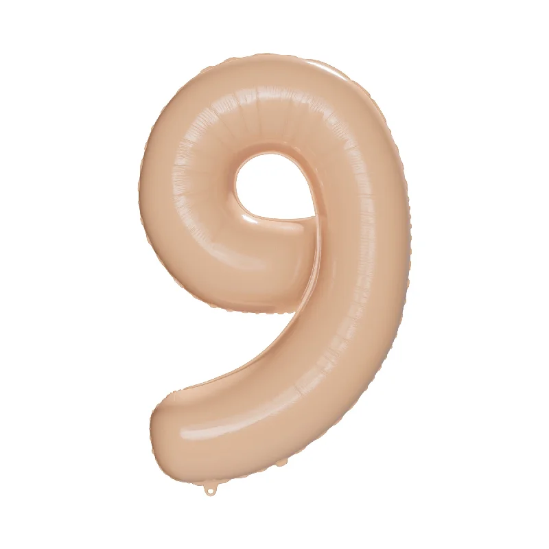  Cappuccino Number 9 Foil Balloon, Creamy Beige Matte Finish, 34 Inches, 1 Count
