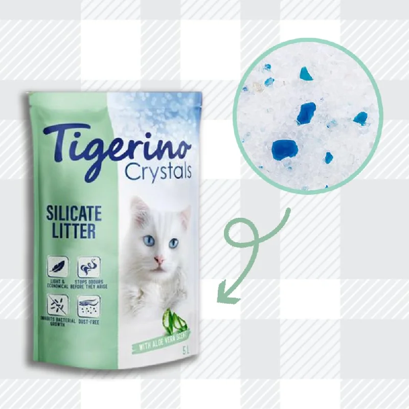 AETN Creations Superior Clumping Litter Bundle with Odour Control Tigerino Crystals in Aloe Vera 5L Dust-Free for a Clean & Fresh Home with AETN Cat Treat