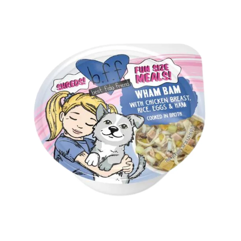 BFF Weruva Shreds Wham Bam Chicken Breast, Ham, Rice & Egg's In Broth Dog Cup