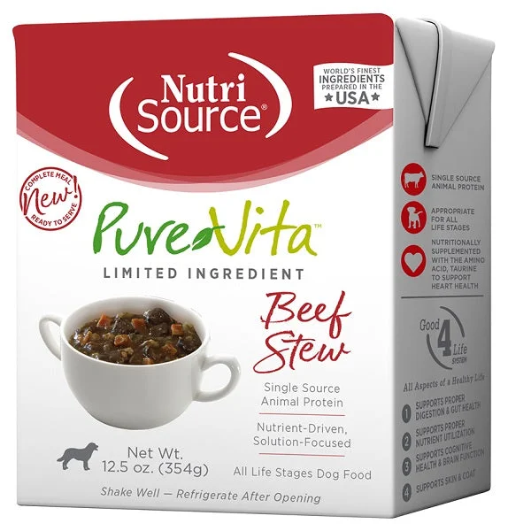 Nutrisource Purevita Beef Stew Tetra-Pak Dog 12.5oz