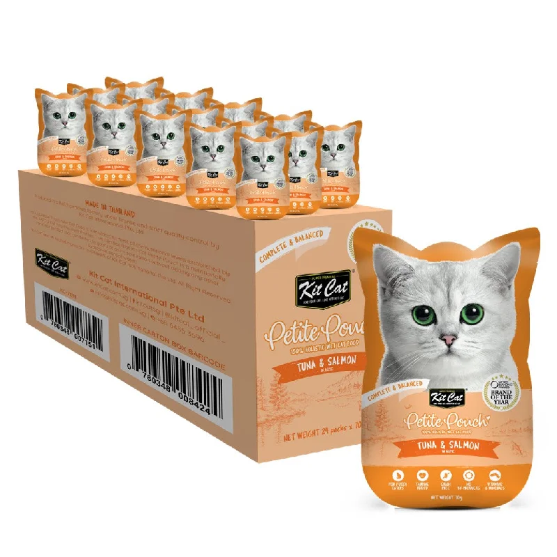 [CTN OF 24] Kit Cat Petite Pouch Complete & Balanced Wet Cat Food - Tuna & Salmon in Aspic (70g)