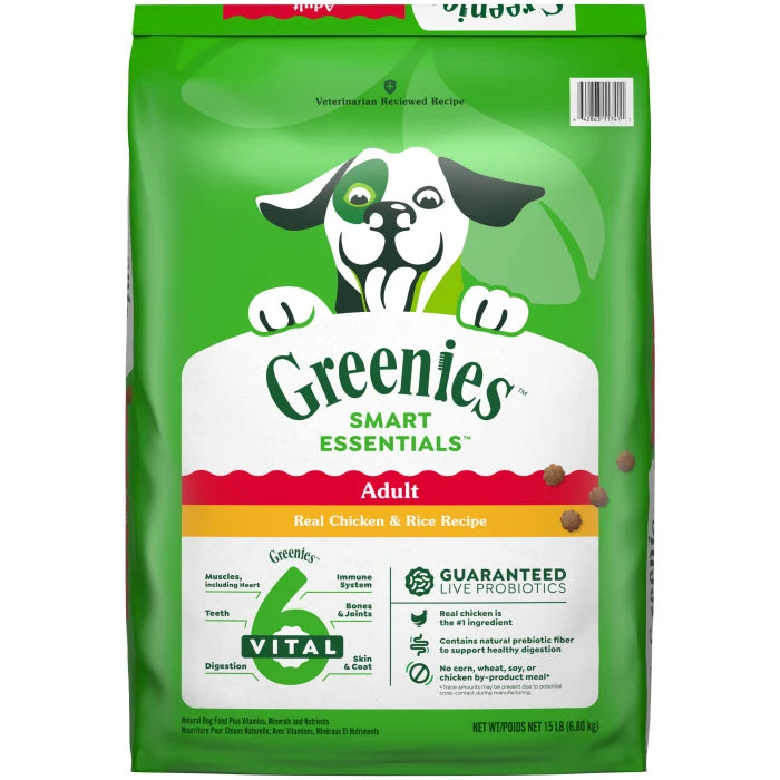 GREENIES Smart Essentials Adult High Protein Dry Dog Food Real Chicken & Rice Recipe, 15 lb. Bag