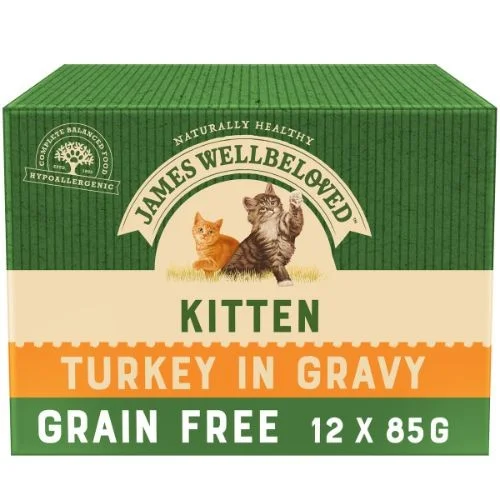 James Wellbeloved Grain Free Kitten Food Pouches with Turkey 12 x 85g