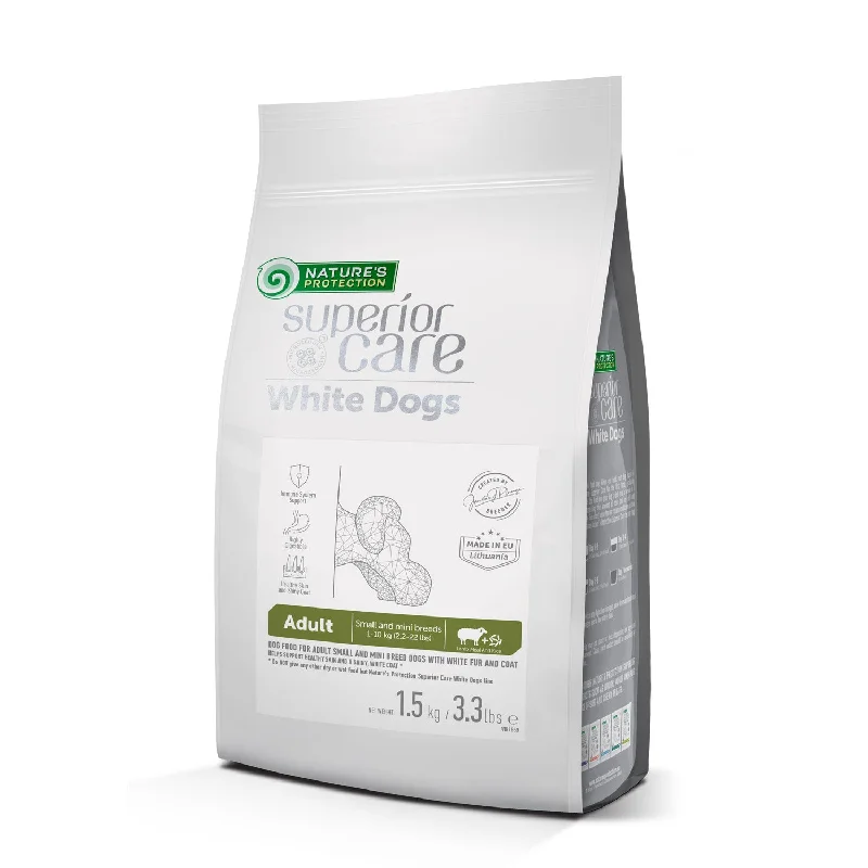 Nature's Protection Superior Care White Dogs Dry Dog Food For Adult Small And Mini Breeds Light Coated Dogs, Lamb And Rice