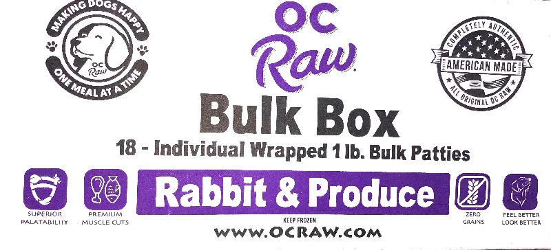 OC Raw Frozen Rabbit & Produce Patties Dog Food - 18-lbs