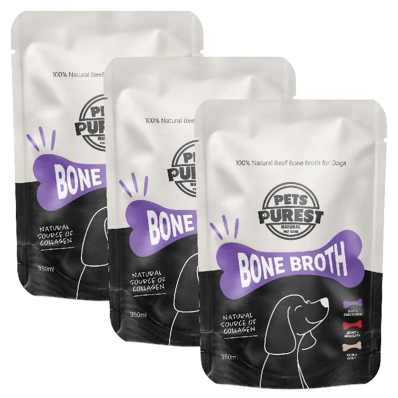 Pets Purest Beef Bone Broth For Dogs 350ml Pack of 3