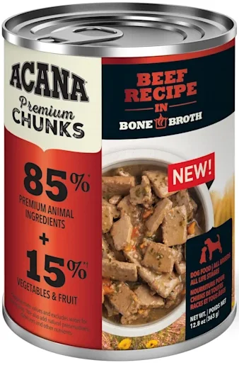 Acana Premium Chunks Beef Recipe in Bone Broth Wet Dog Food  - 12.8-oz