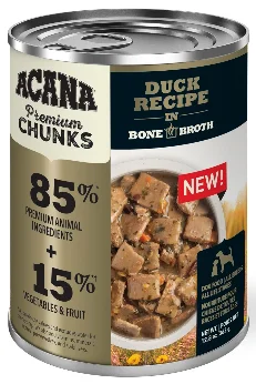 Acana Premium Chunks Duck Recipe in Bone Broth Wet Dog Food - 12.8-oz