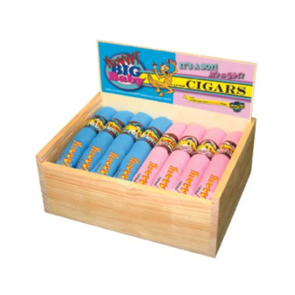 12 ea BABY PINK & BLUE CIGARS W/BIRCH WOOD BOX